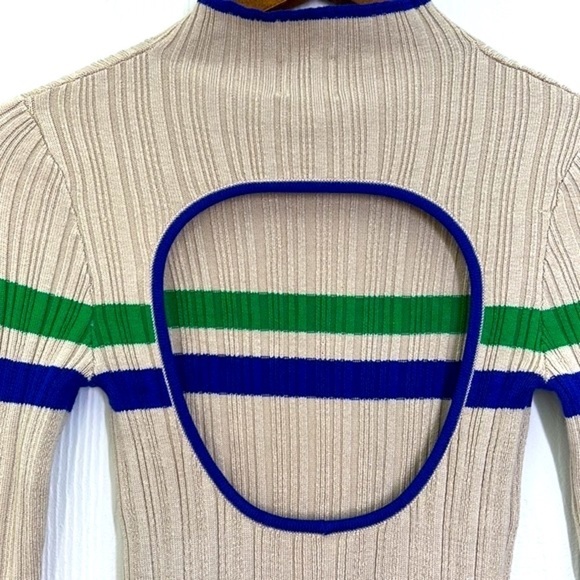 Urban Outfitters - BDG Kiara Open Back Stripe Sweater With Thumb Openings SZ XS - Picture 13 of 13